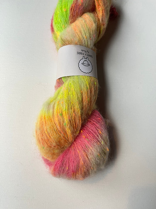Neon Pops Fluff | Fingering | Non-Superwash Merino, Alpaca, Donegal, Linen