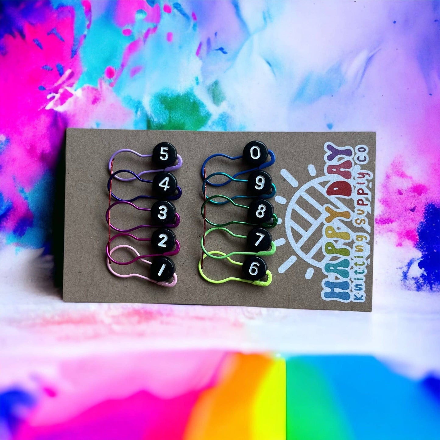 Numbered Bulb Pin Stitch Markers for Knitting or Crochet, Set of 10