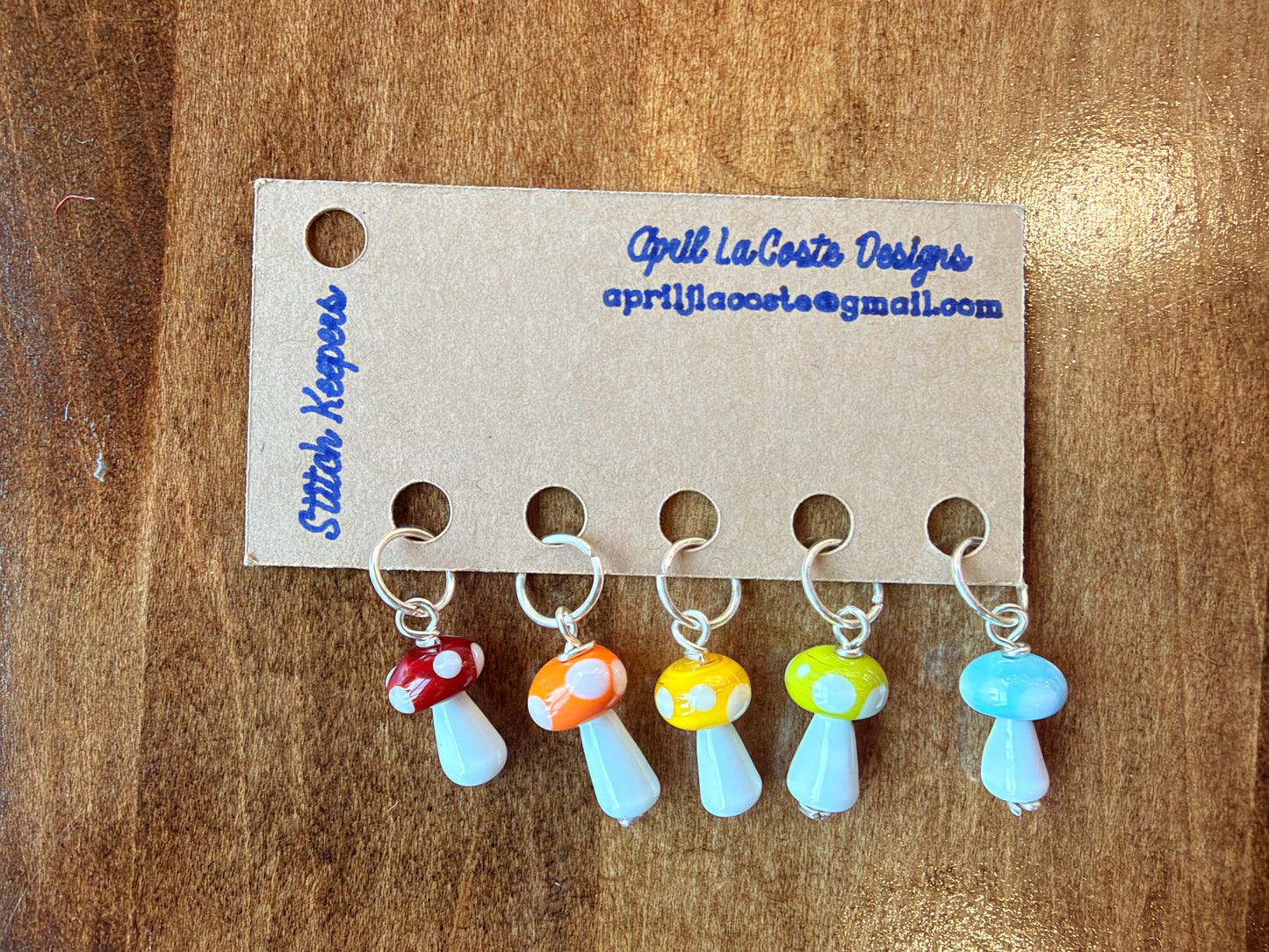 Mushroom | Stitch Markers | Lampwork Glass