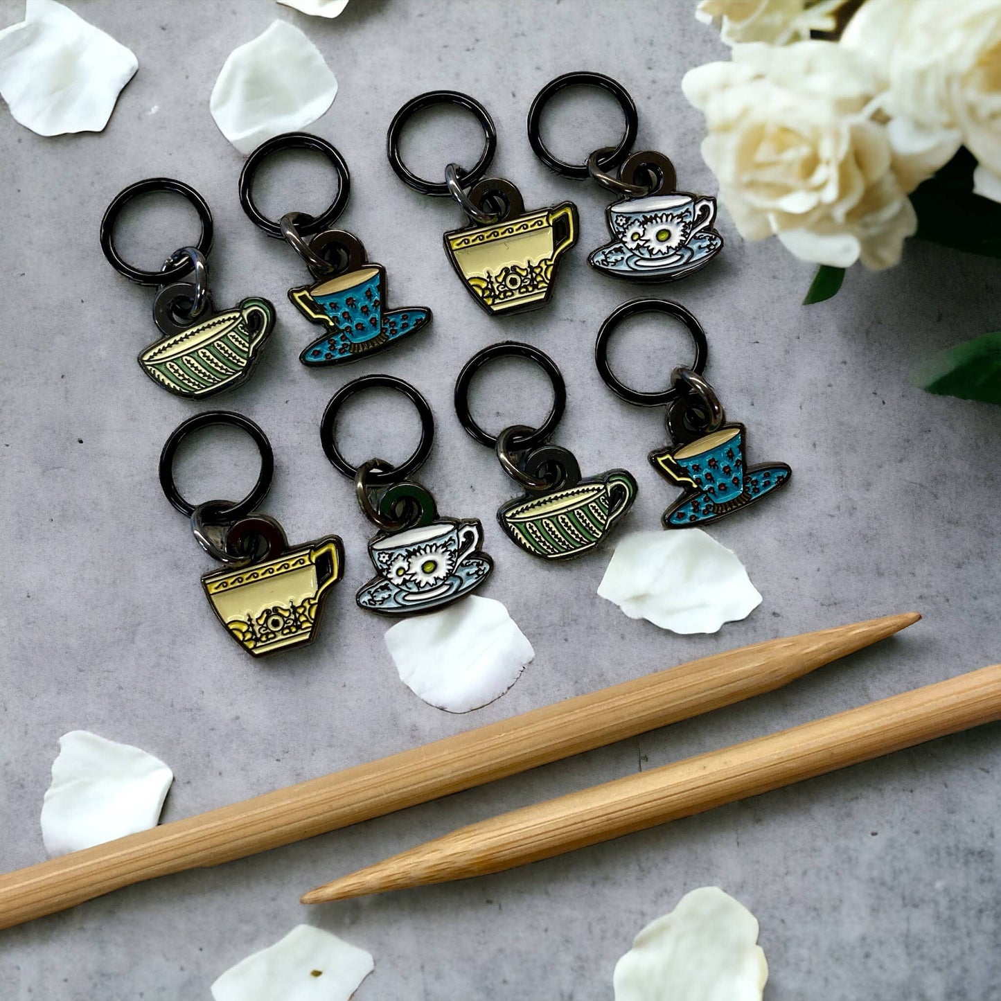Tea Set | Stitch Markers | Enamel