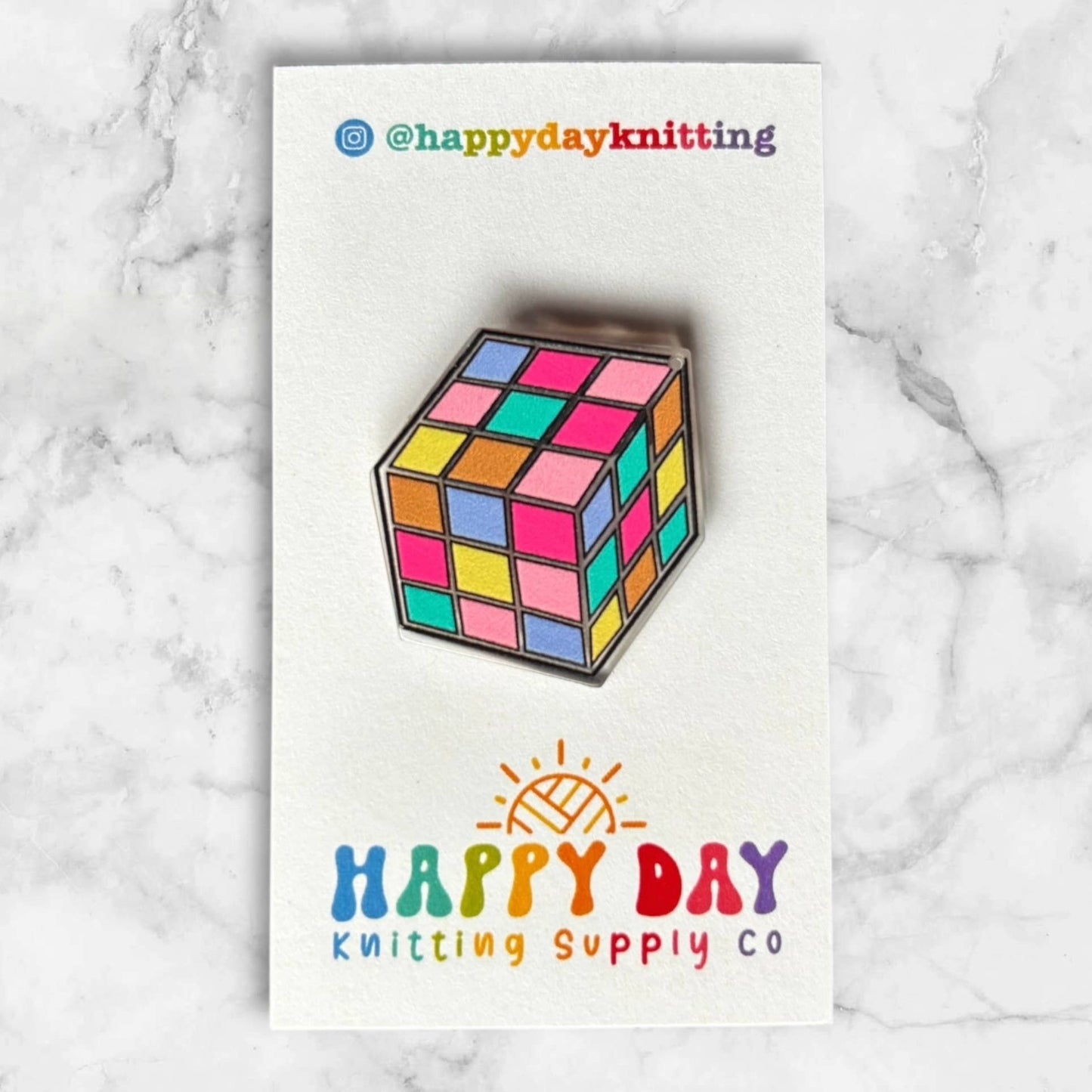 Rubiks Cube Retro Needle & Stitch Marker Minder