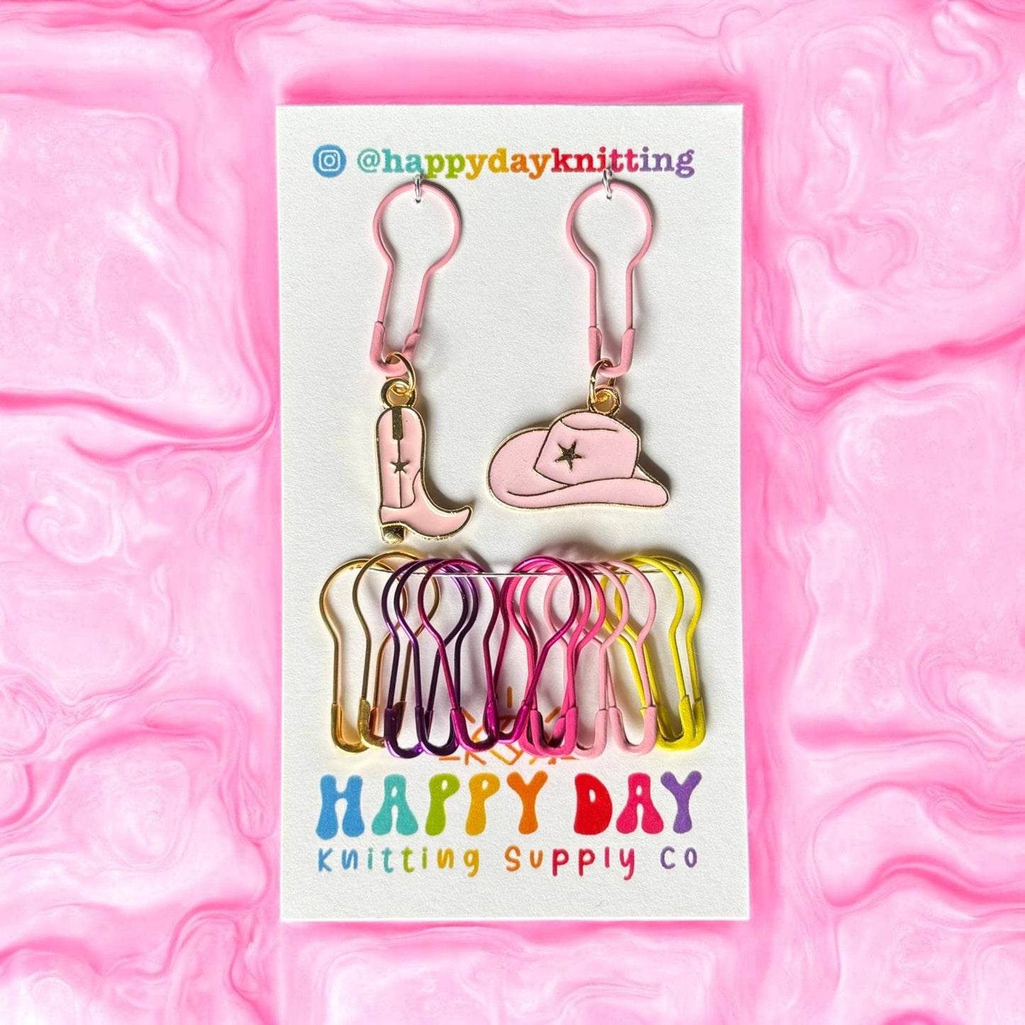 Cowgirl Boot & Hat Stitch Markers with Bulb Pins #2