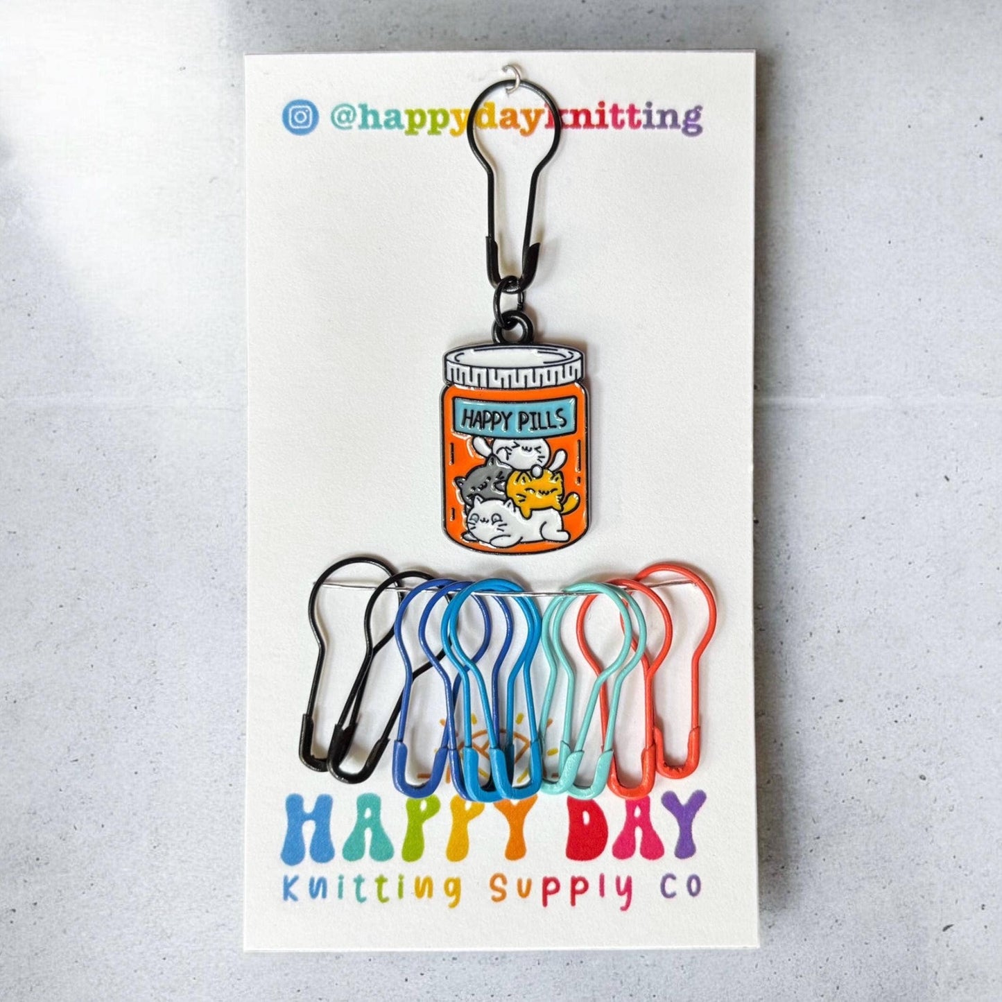 Cute Cat Stitch Marker with Bulb Pin Clasp + 10 Pins #2