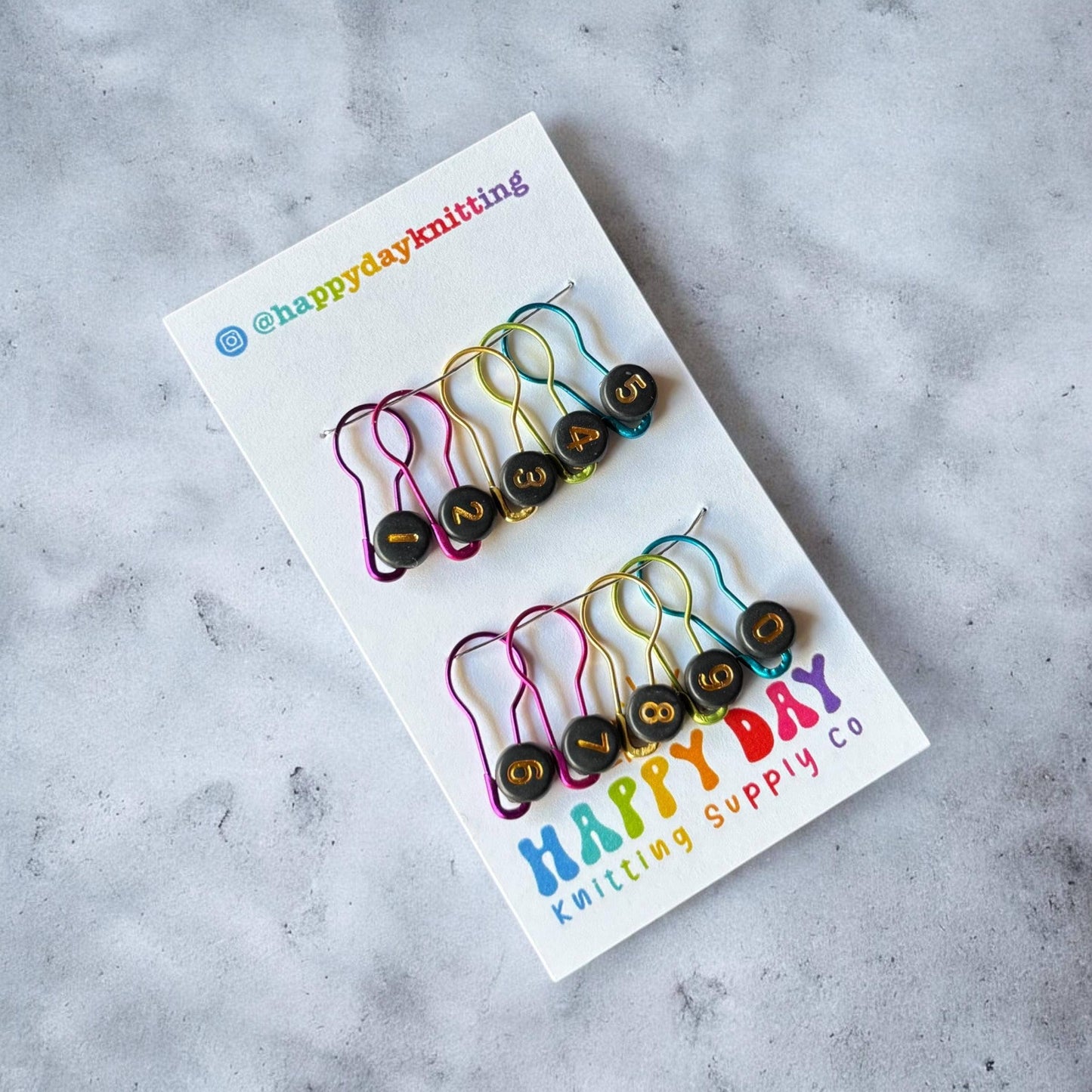 Metallic Numbered Bulb Pin Stitch Markers Set of 10 #6