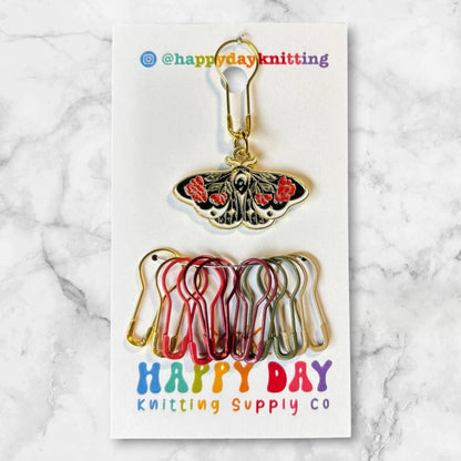 Moth Progress Keeper with Bulb Pin Stitch Markers