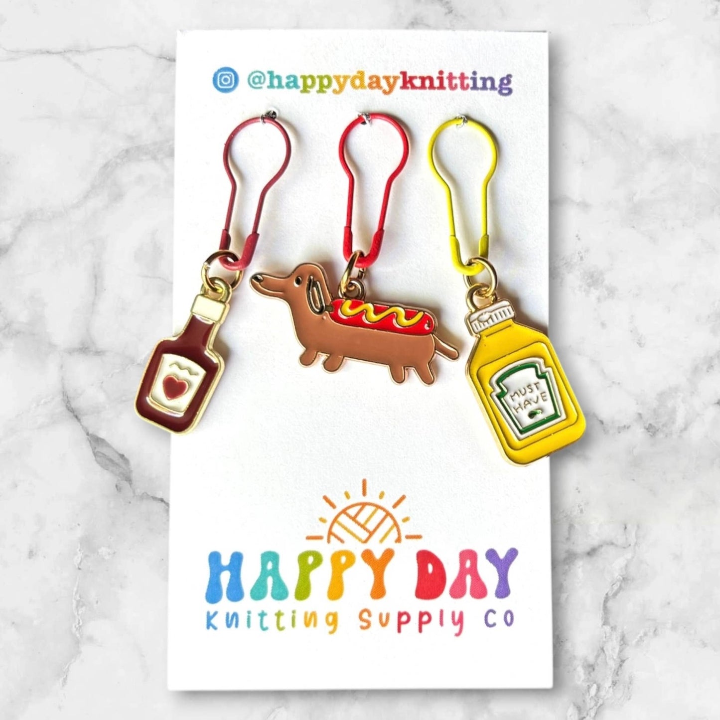 Set of 3 Stitch Markers for Knitting or Crochet