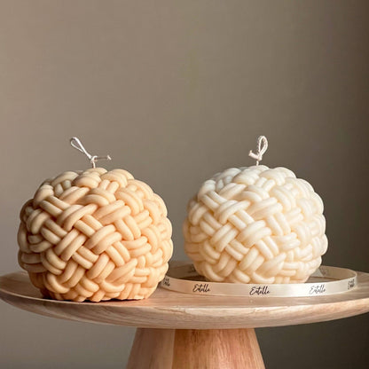 Handmade Yarn Ball Candle | Trendy Rope Vegan Home Decor