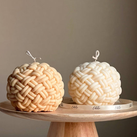 Handmade Yarn Ball Candle | Trendy Rope Vegan Home Decor