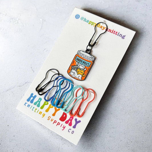 Cute Cat Stitch Marker with Bulb Pin Clasp + 10 Pins #2