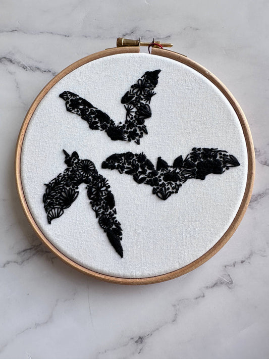 Floral Bat Embroidery Kit