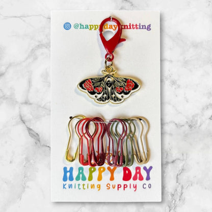 Moth Progress Keeper with Bulb Pin Stitch Markers