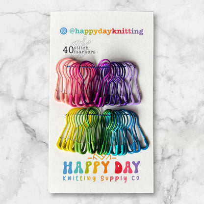 Locking Bulb Pin Stitch Markers for Knitting or Crochet, Set of 40