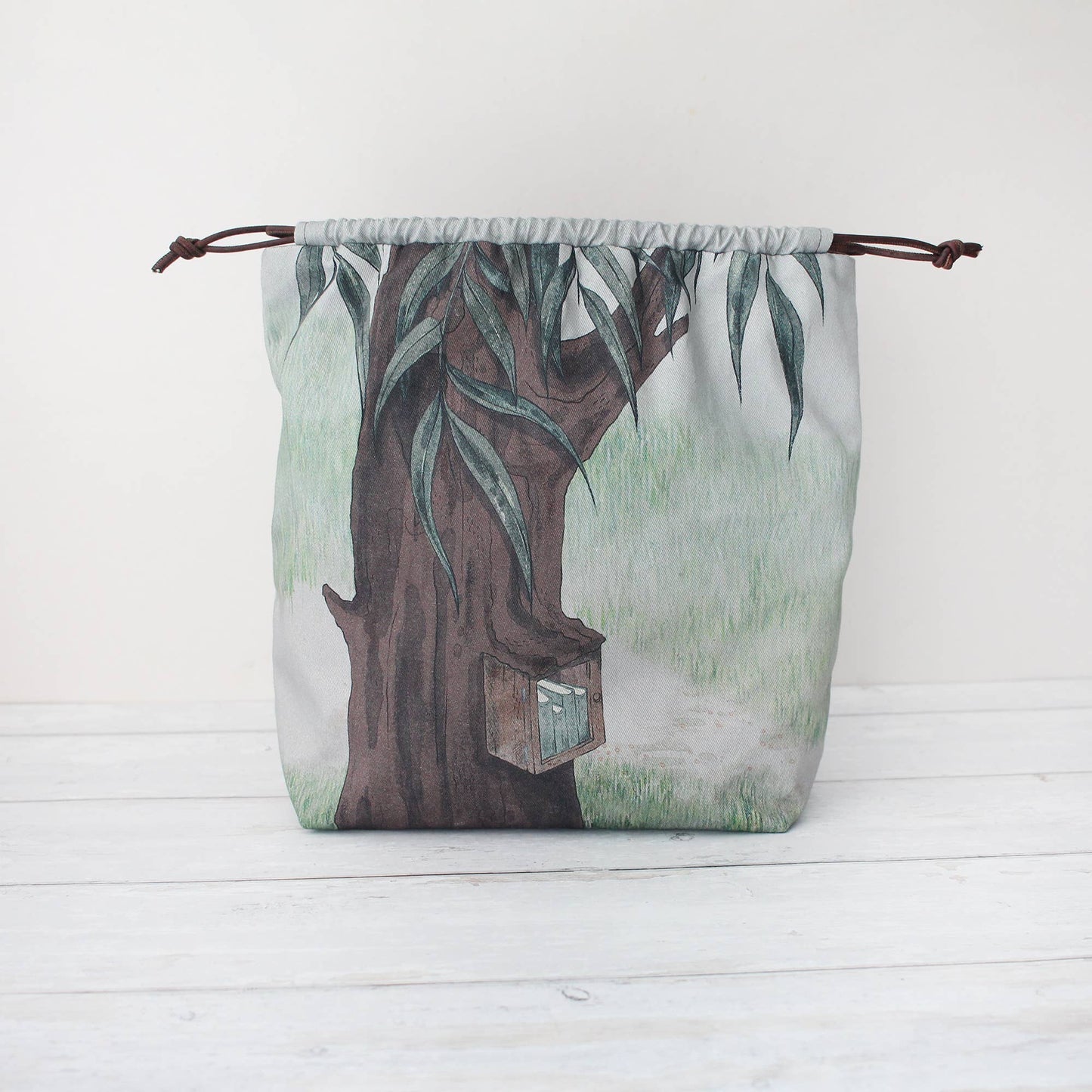 Fig the Reading Opossum | Project Bag | Drawstring Bag