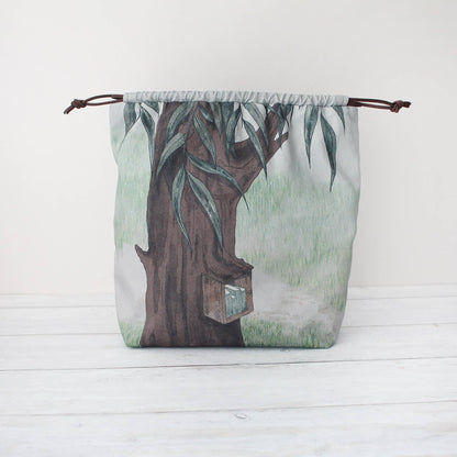 Fig the Reading Opossum | Project Bag | Drawstring Bag