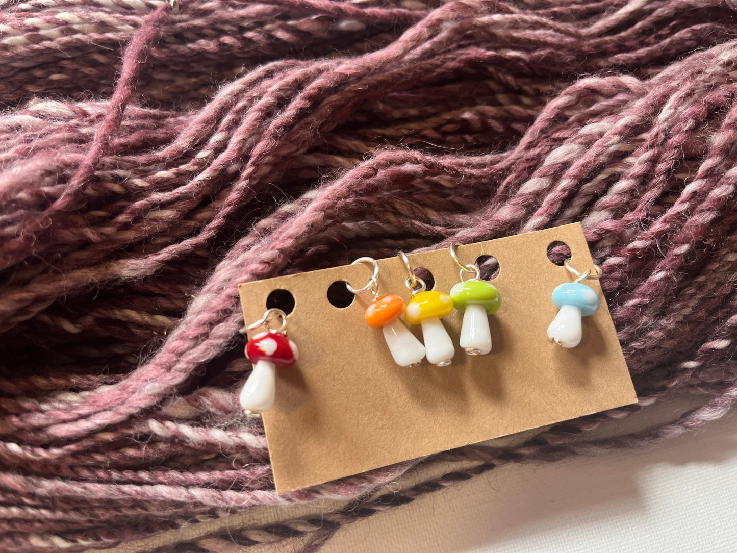 Mushroom | Stitch Markers | Lampwork Glass