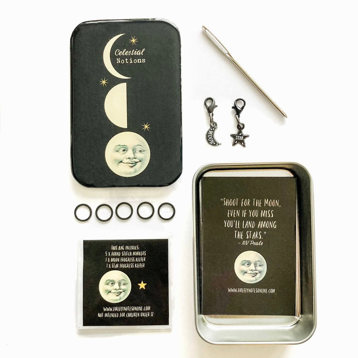 Celestial Knitting Kit | Notions Tin & Stitch Markers