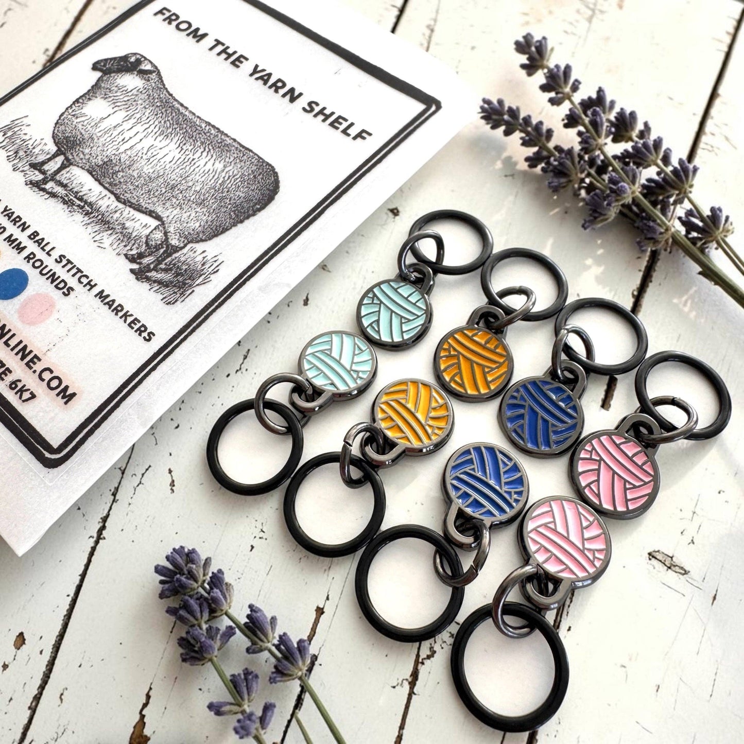 From the Yarn Shelf – Yarn Balls | Stitch Marker Set | Enamel