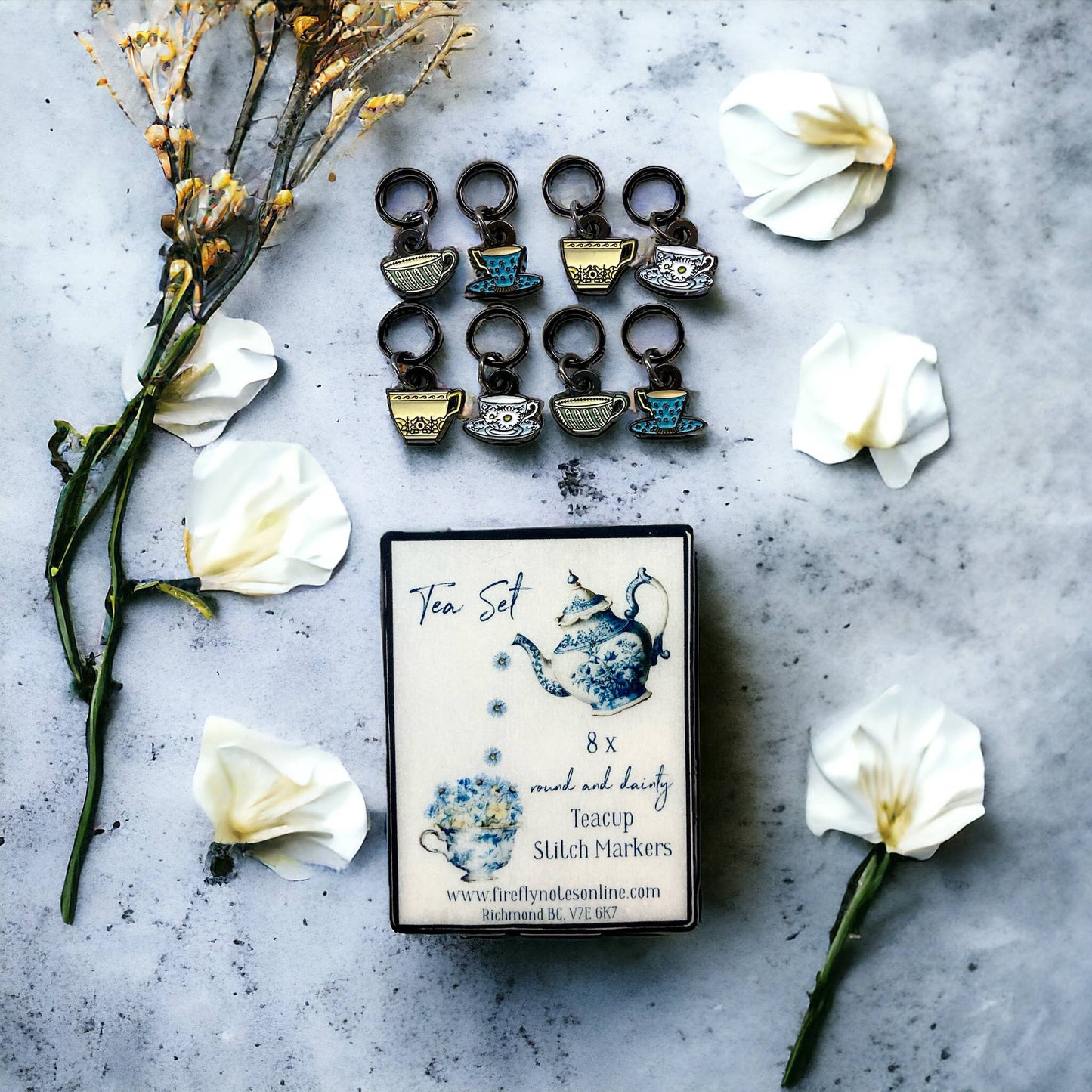 Tea Set | Stitch Markers | Enamel