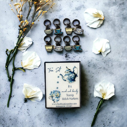 Tea Set | Stitch Markers | Enamel