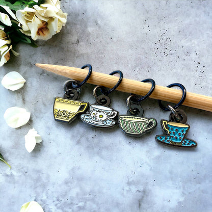 Tea Set | Stitch Markers | Enamel