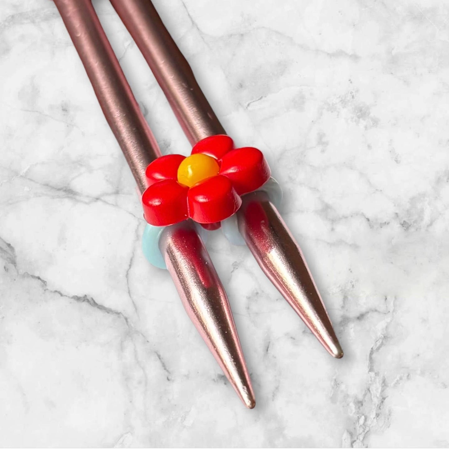 Flower Knitting Needle Huggers / Stitch Stoppers - Set of 4