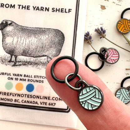 From the Yarn Shelf – Yarn Balls | Stitch Marker Set | Enamel