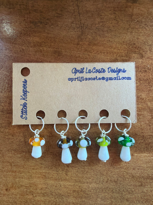 Mushroom | Stitch Markers | Lampwork Glass
