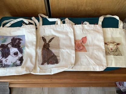 Painted Canvas Tote Bag