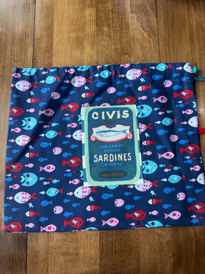 Mini Drawstring Bags | Sardine Theme