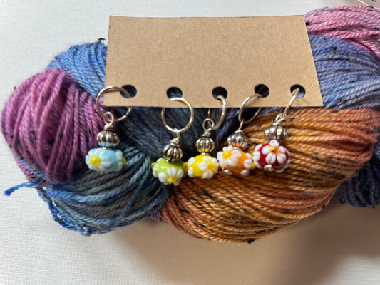 Floral | Stitch Markers | Lampwork Glass