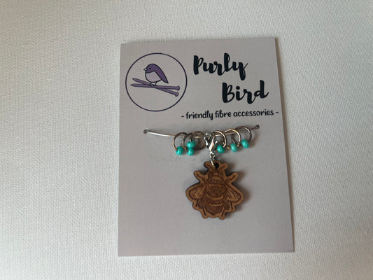 10mm Bees Progress Keeper & Stitch Marker Set