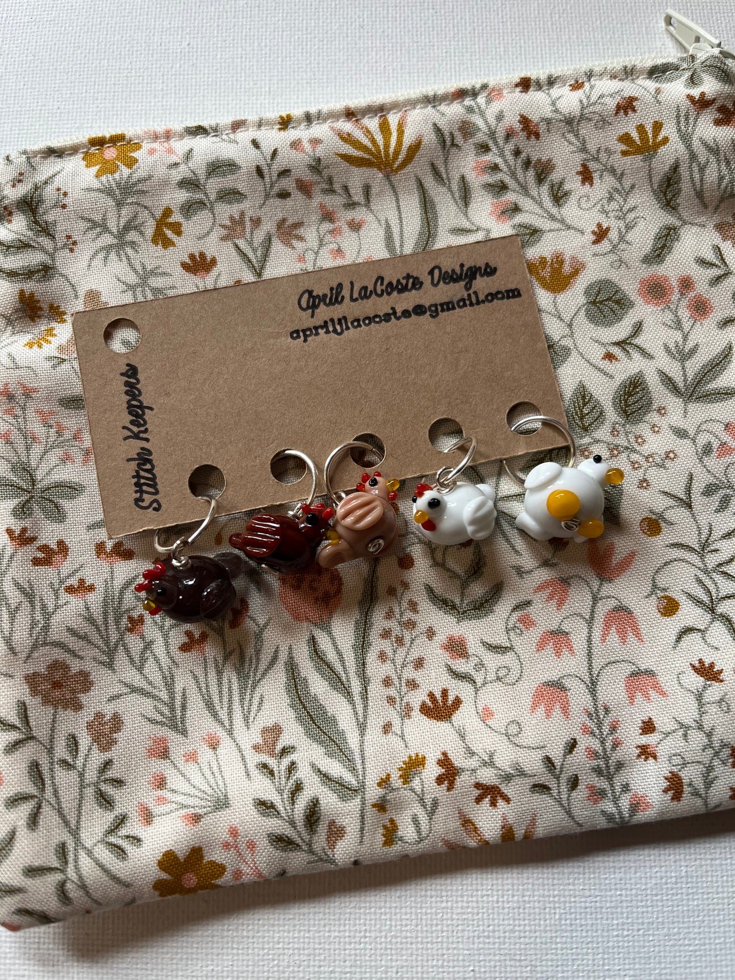 Chicken | Stitch Markers | Lampwork Glass
