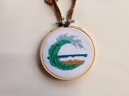 Cross Stitch framed in Hoop Art