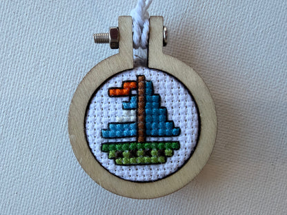 Cross Stitch Art Magnet | Wood Hoop