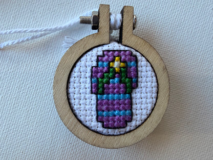 Cross Stitch Art Magnet | Wood Hoop