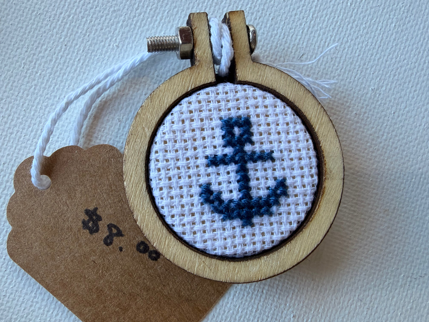 Cross Stitch Art Magnet | Wood Hoop