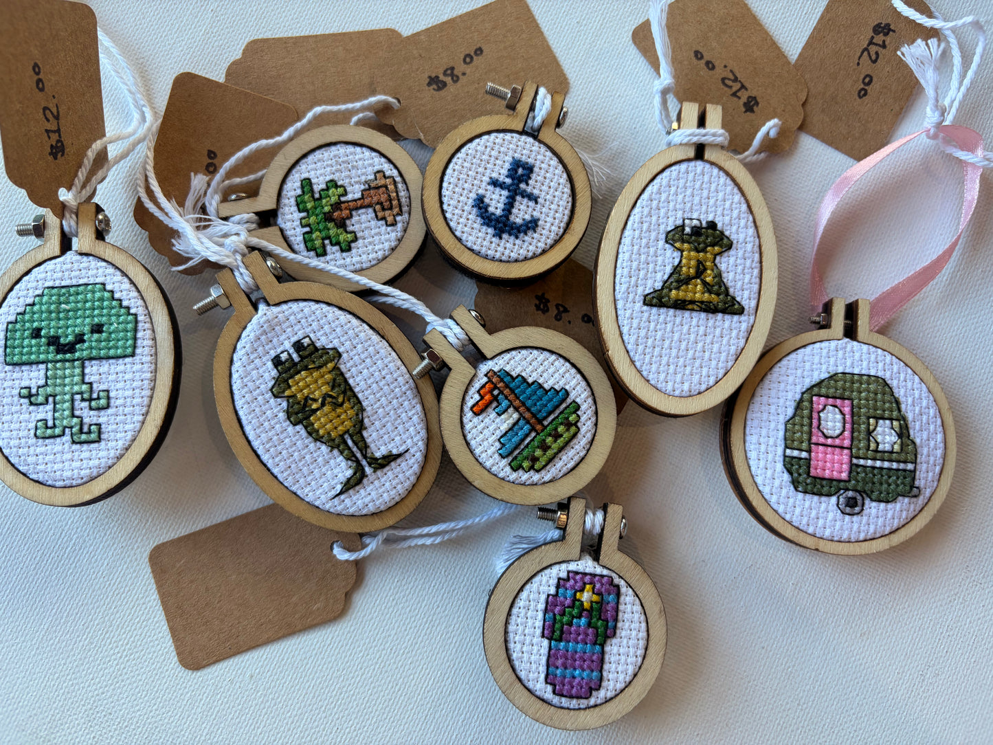 Cross Stitch Art Magnet | Wood Hoop