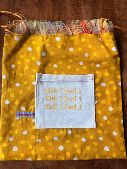 Large Drawstring Knit 1 Purl 1 Bags