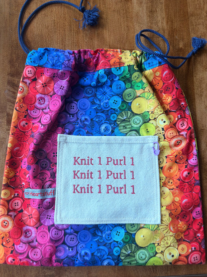 Large Drawstring Knit 1 Purl 1 Bags