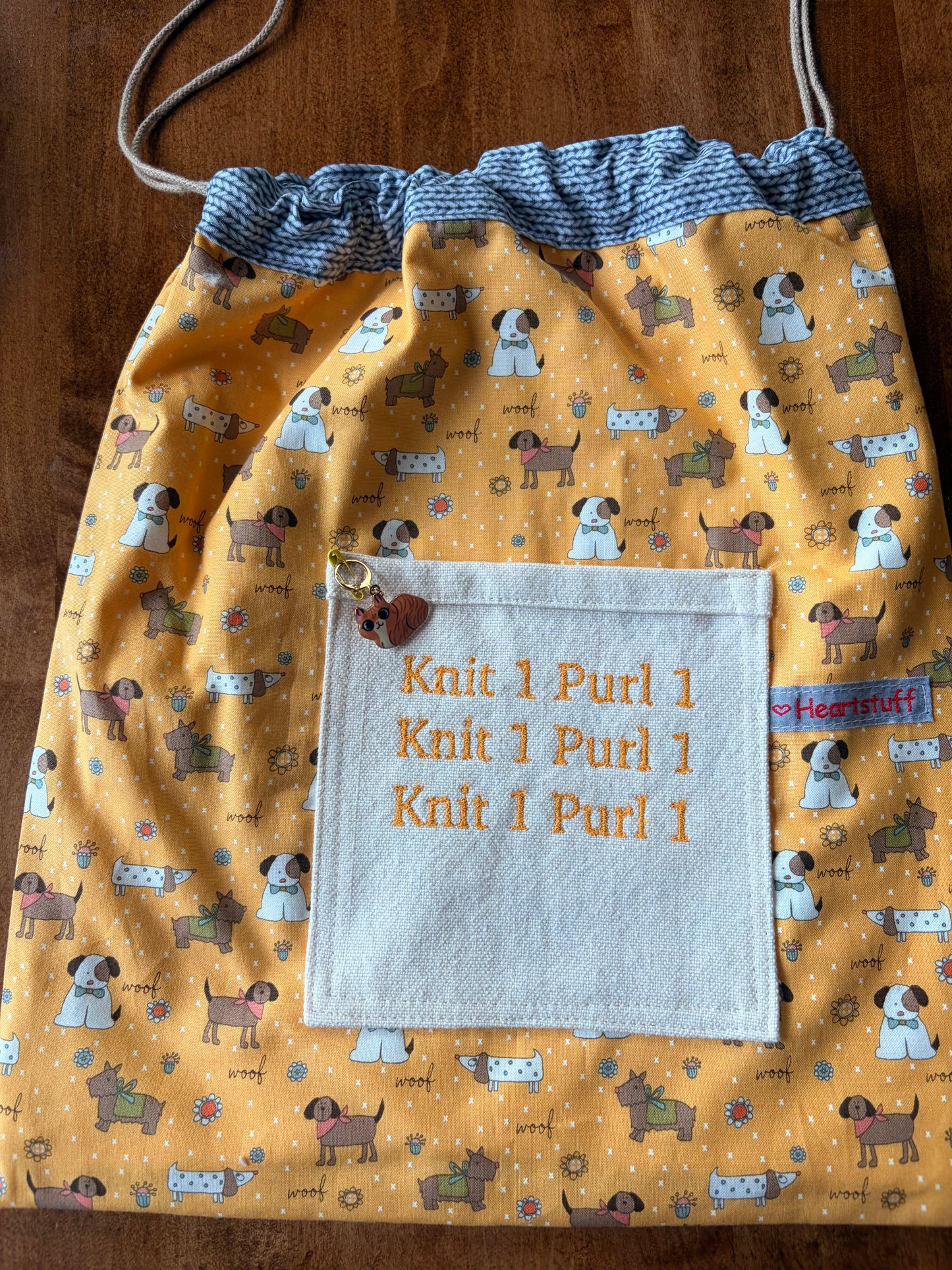 Large Drawstring Knit 1 Purl 1 Bags