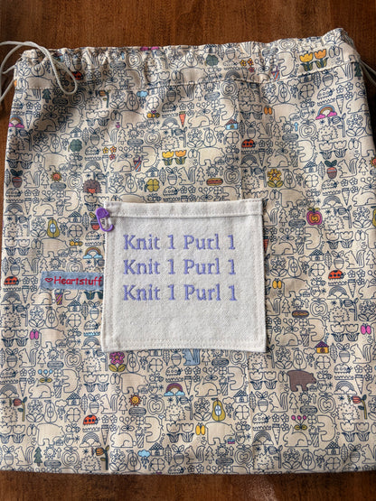 Large Drawstring Knit 1 Purl 1 Bags