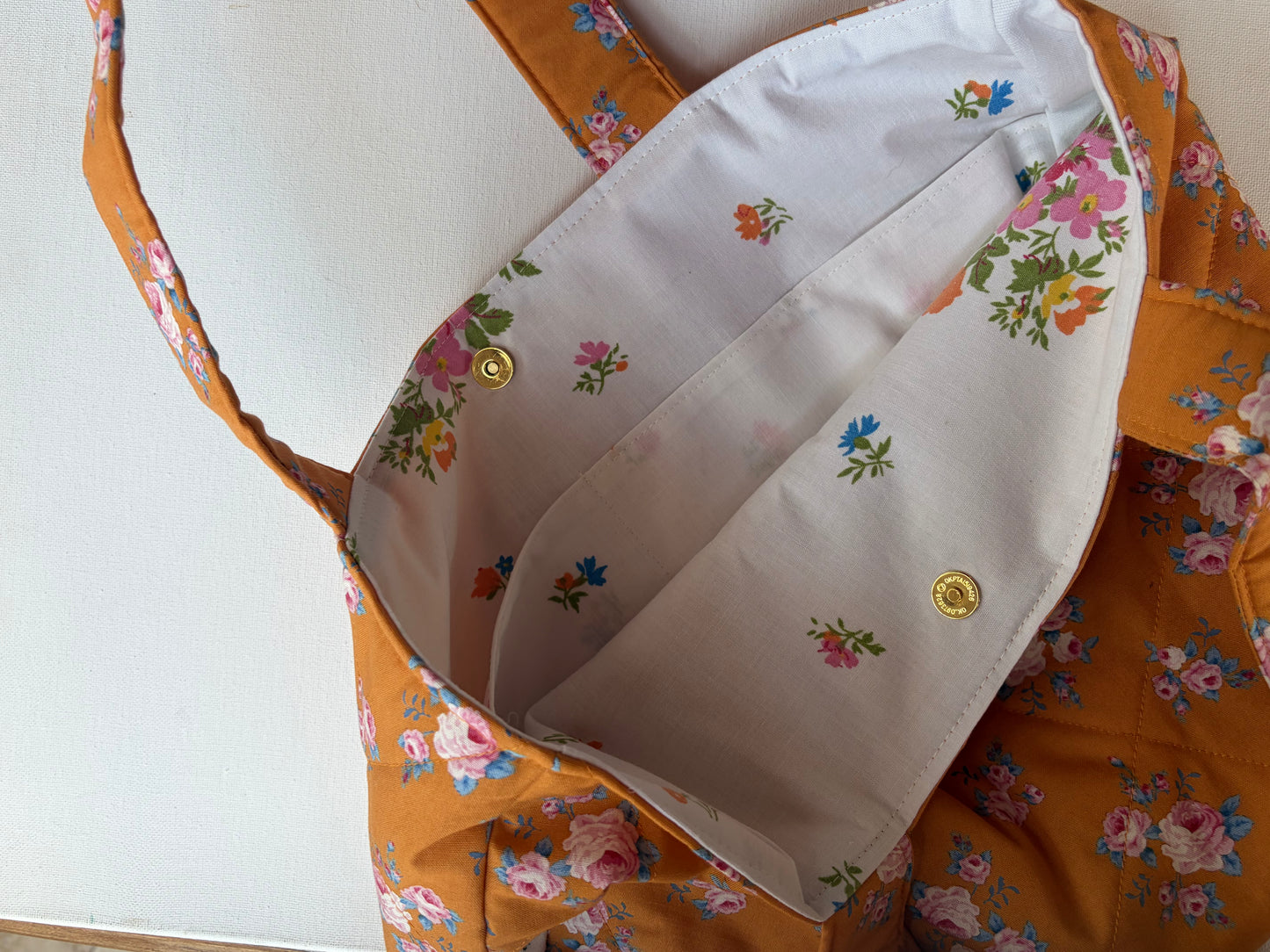 Orange Quilted Tote Bag