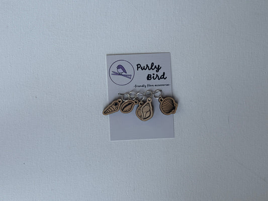 Seashell Stitch Marker Charm Set | 10 mm