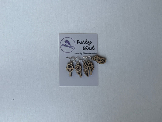 Flower Stitch Marker Charm Set | 10 mm