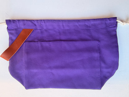 Canvas Drawstring Bag | Leather Handle, Pockets