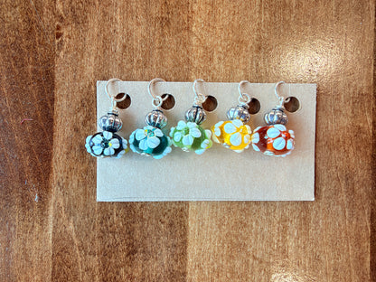 Floral | Stitch Markers | Lampwork Glass