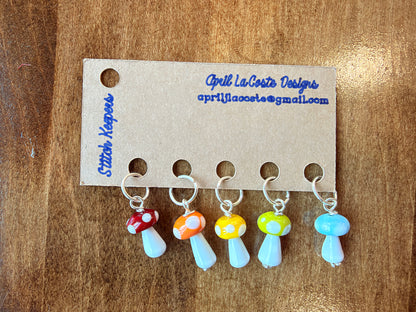 Mushroom | Stitch Markers | Lampwork Glass