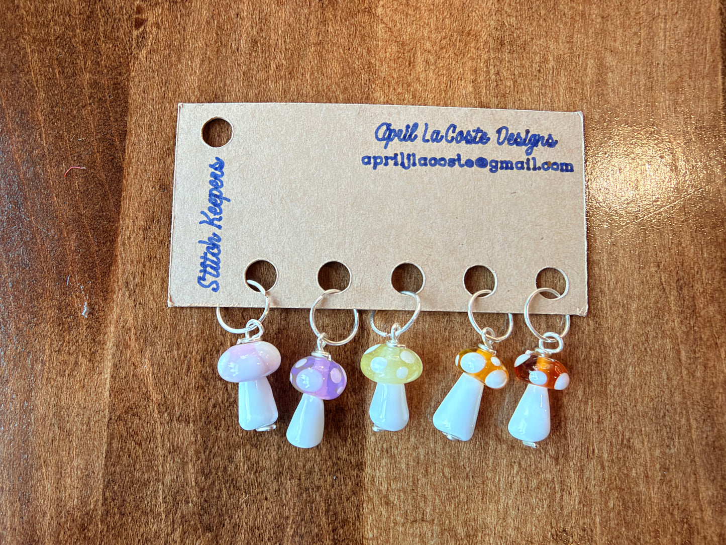 Mushroom | Stitch Markers | Lampwork Glass