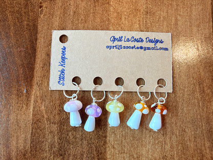 Mushroom | Stitch Markers | Lampwork Glass