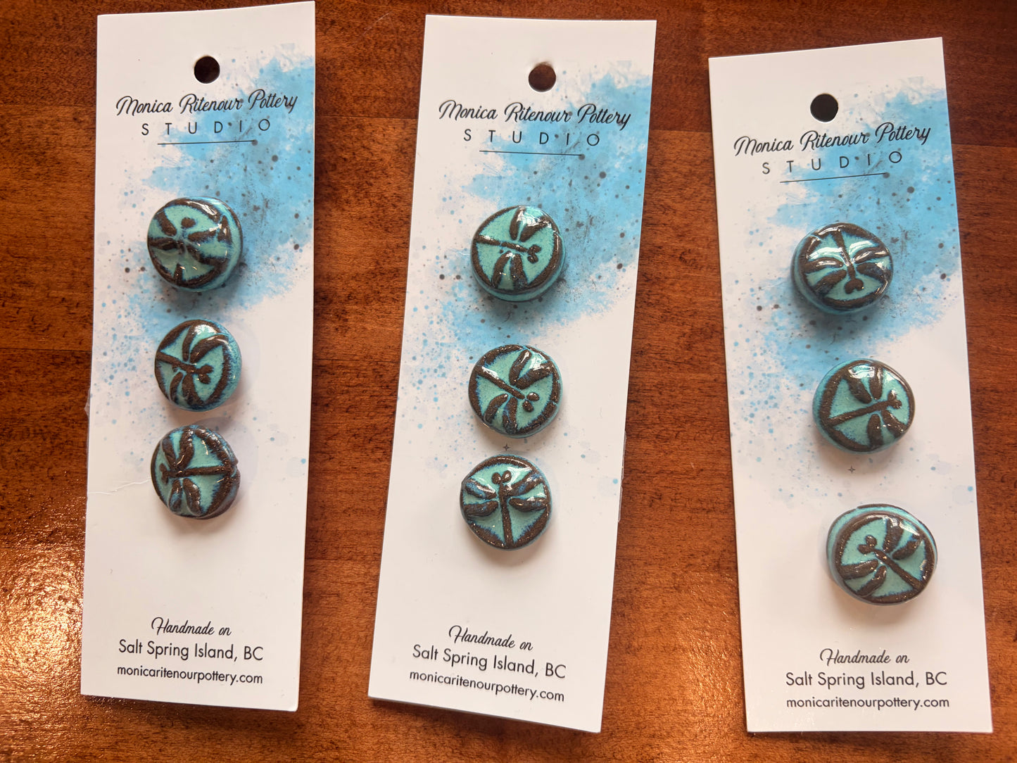 3 Turquoise Dragonfly Shank Buttons | 5/8”